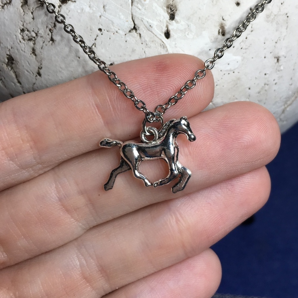 🐴 Horse Pony Necklace Tibetan Silver charm Stainless Steel chain 🐎 4for$20 - Picture 3 of 7